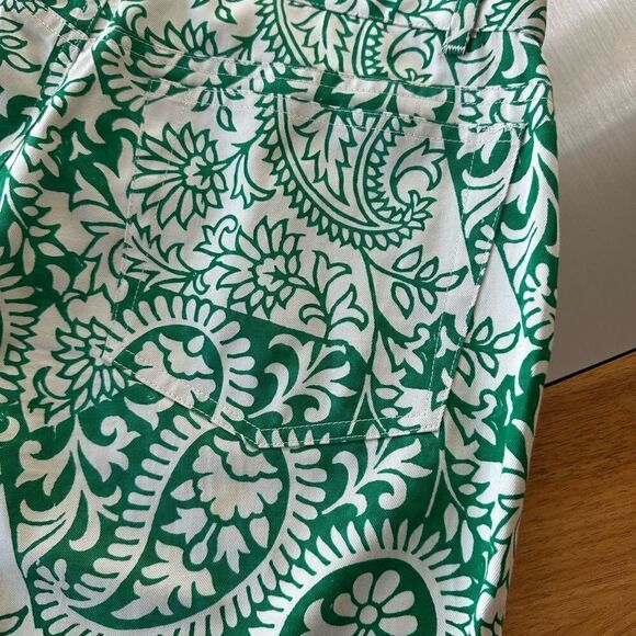 Ralph Lauren, black label, vintage green and tan print pants -size 6 -beaded - Picture 6 of 14